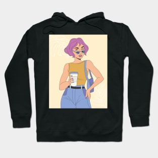 Cool girl with a coffee Hoodie